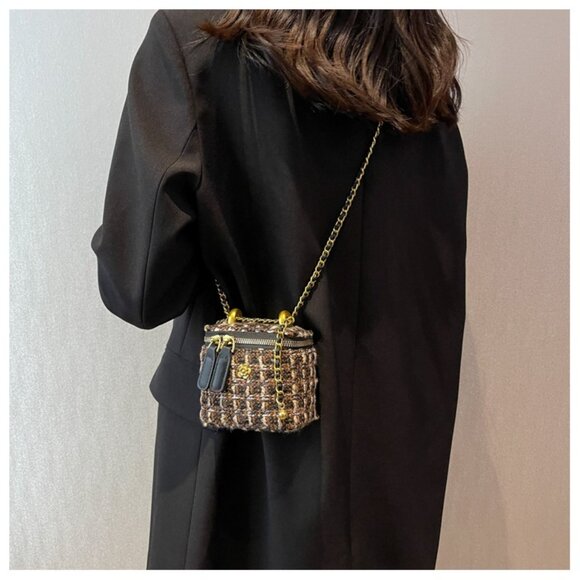 Tweed Boucle Mini Box Chain Crossbody Bag/Multiple colors available/2 Sizes - Picture 8 of 15